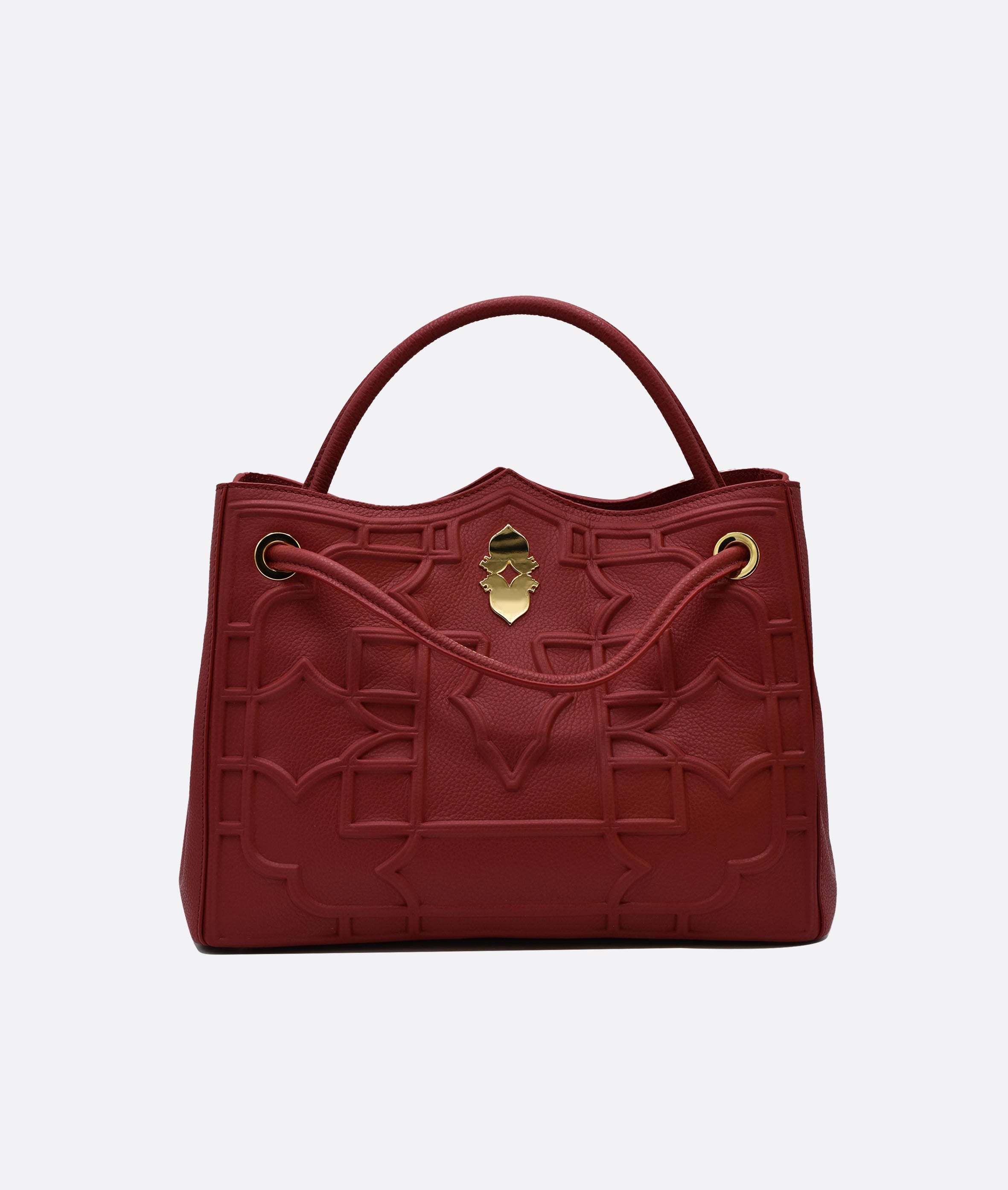 Della Luna Vittoria Midi bag in premium Venetian red leather with Alcantara interior
