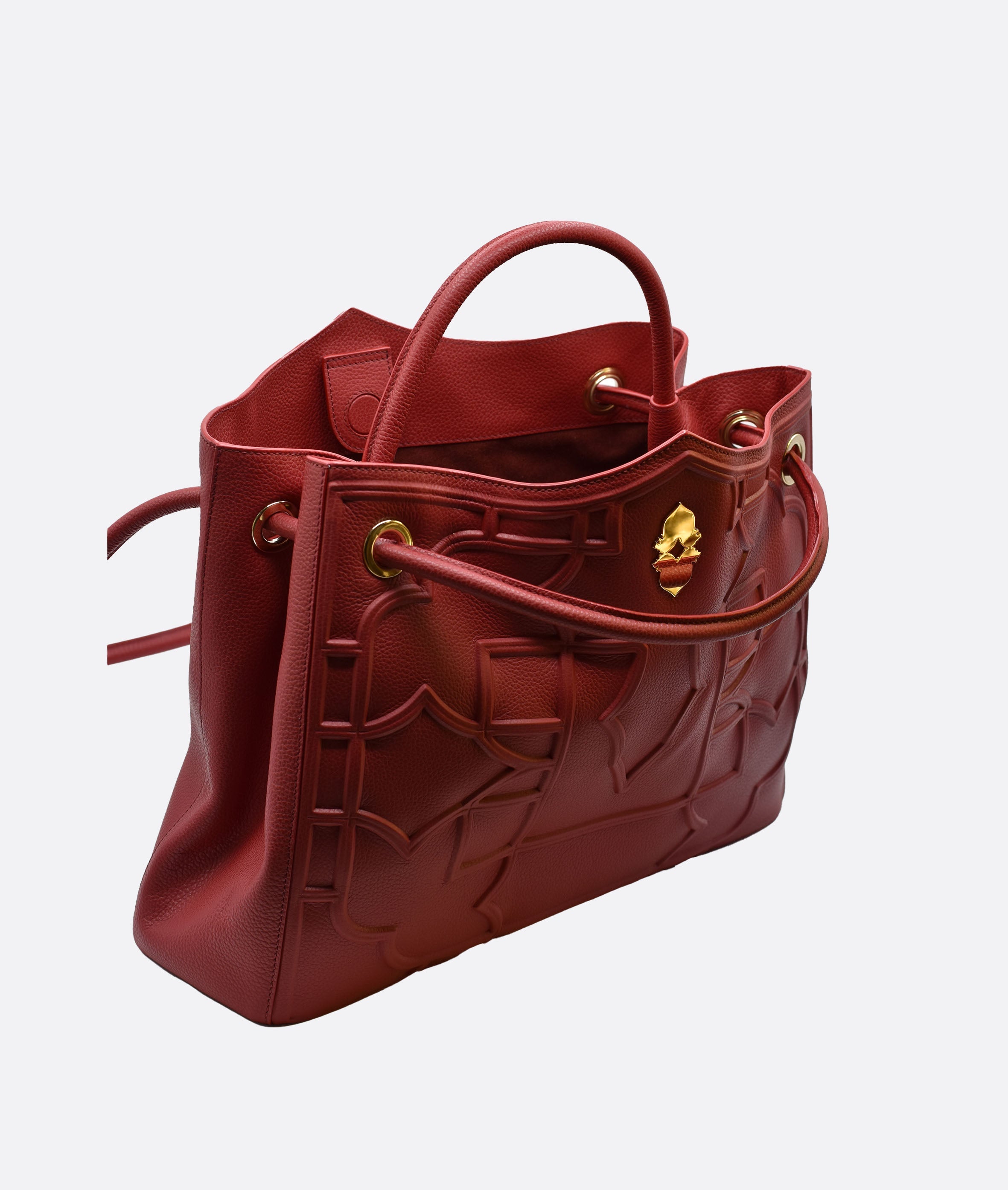 Della Luna Vittoria Midi Black handbag in premium leather with Alcantara interior in sided angle made in Venice