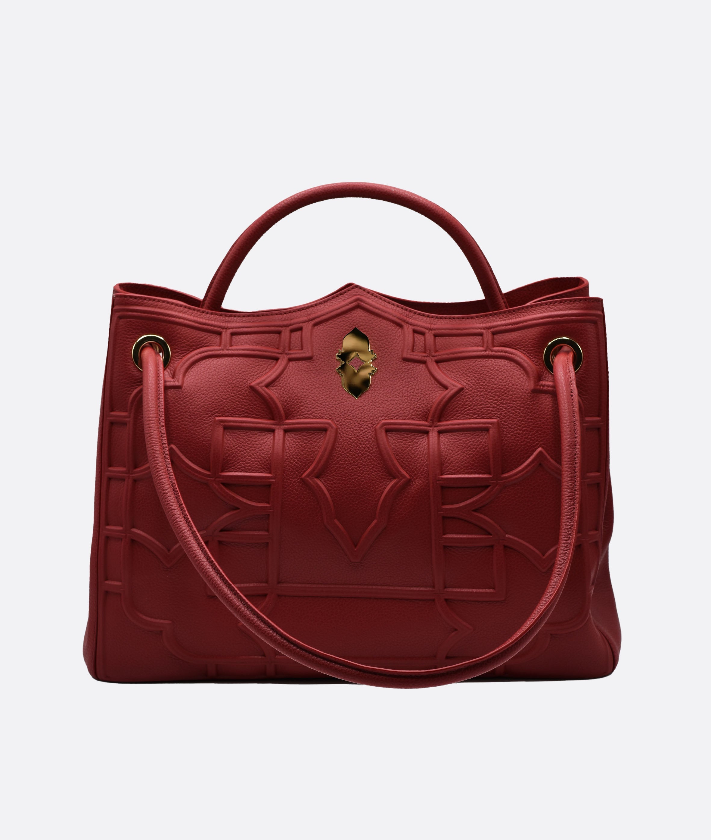 Della Luna Vittoria Midi  Venetian red handbag in premium leather with Alcantara interior, made in Venice