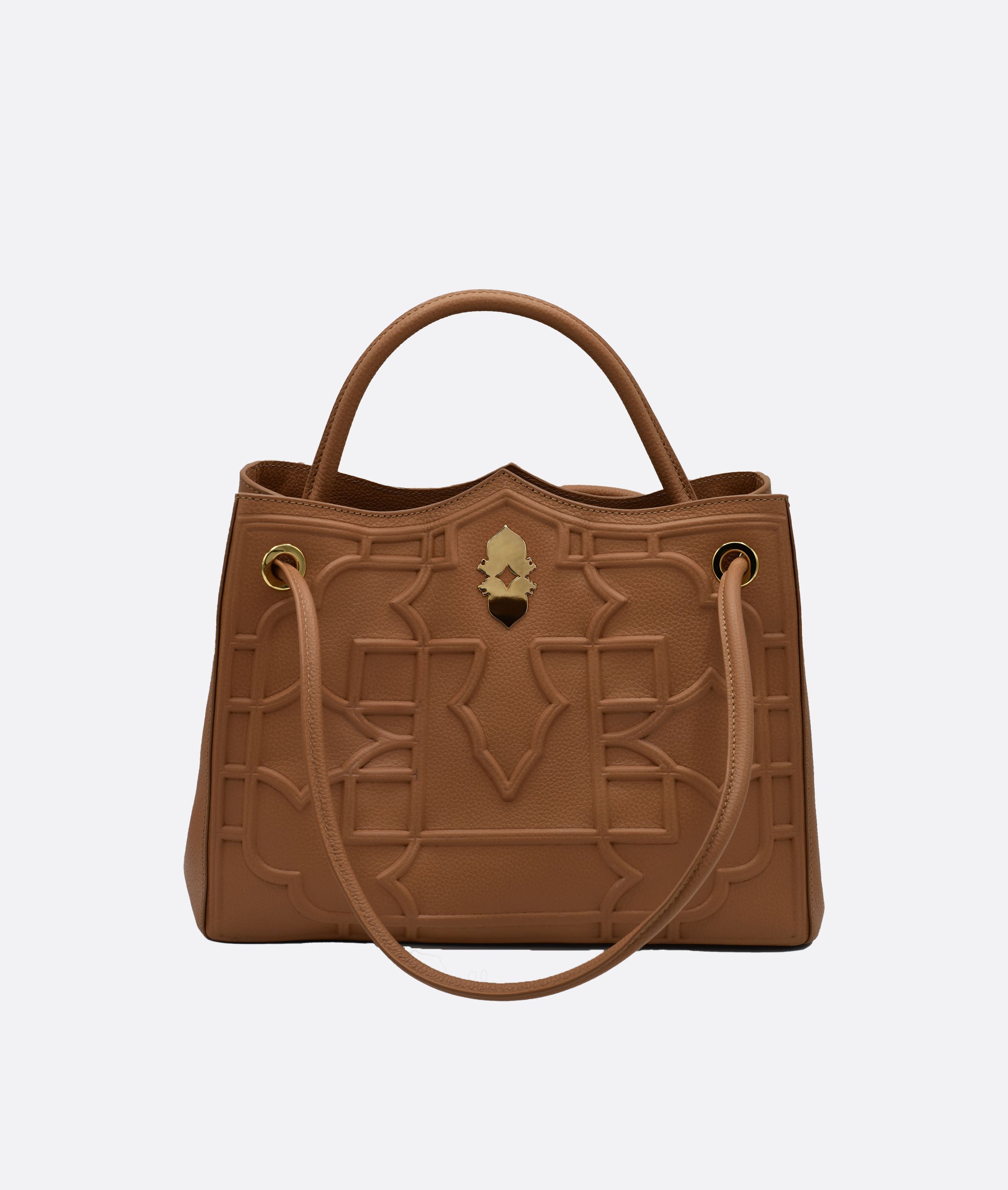 Della Luna Vittoria Midi bag in sand premium leather with Alcantara interior, 
